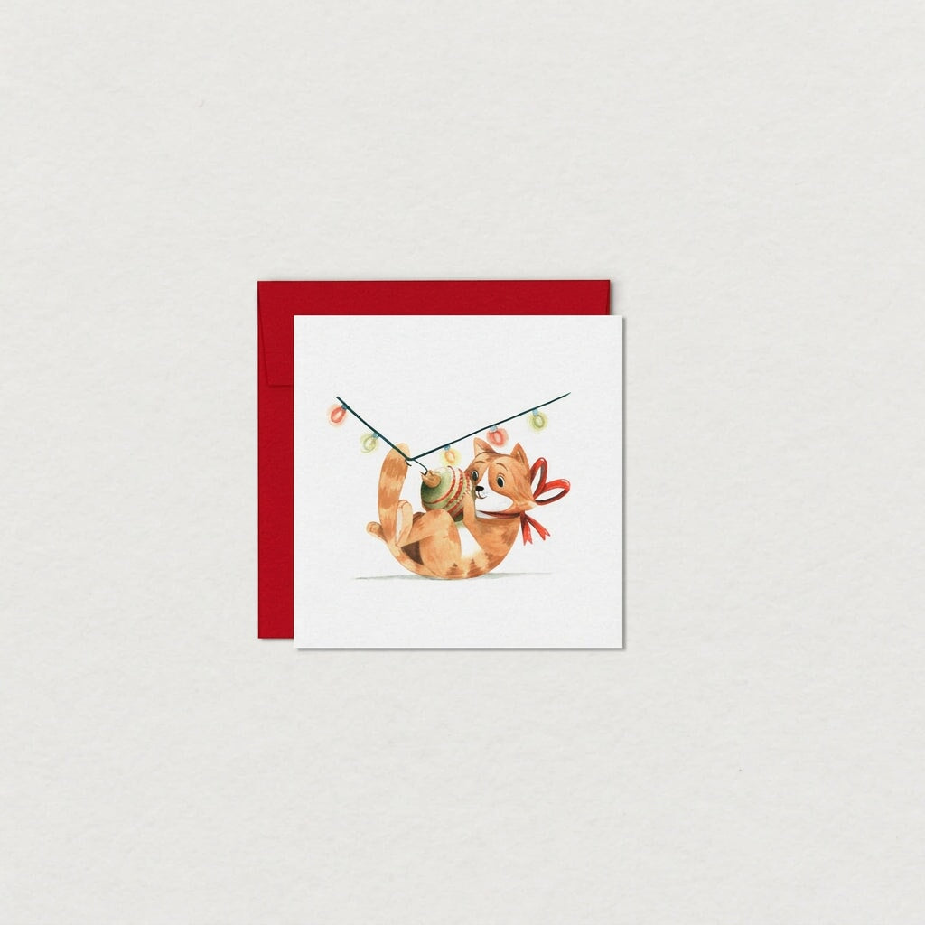 Mini carte de souhaits Boule de poils Noël Mimosa Design Mlle et Coco