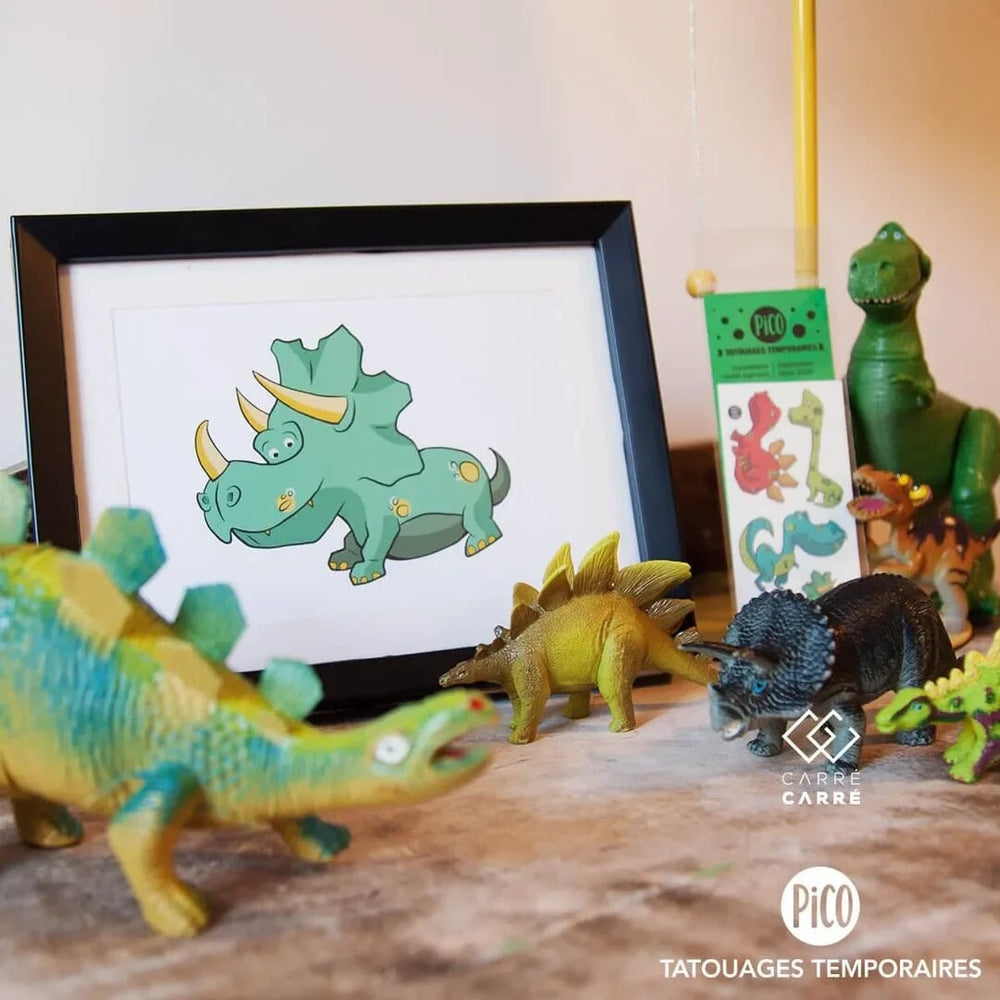 Carte de souhait anniversaire Dinosaure Pico Tatouage Mlle et Coco