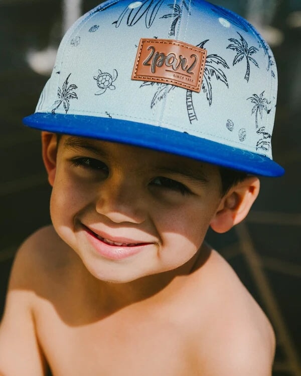 Casquette bleu imprimé plage Deux par Deux Mlle et Coco