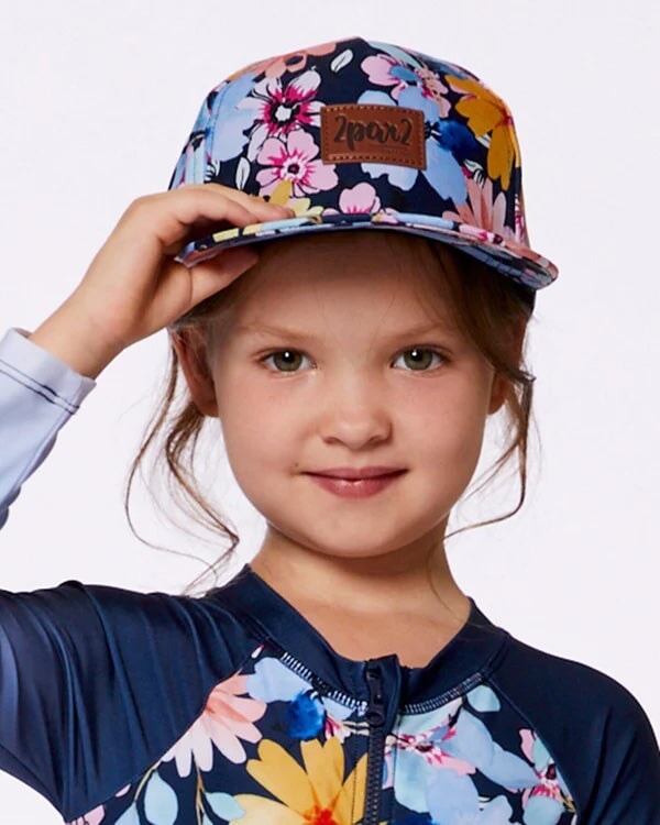casquette deux par deux florale jaune bleu rose Mlle et Coco