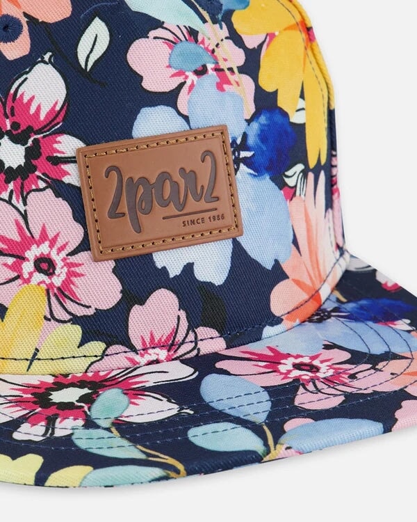 casquette deux par deux florale jaune bleu rose Mlle et Coco