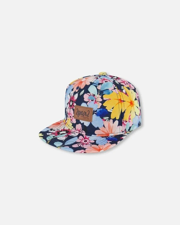 casquette deux par deux florale jaune bleu rose Mlle et Coco