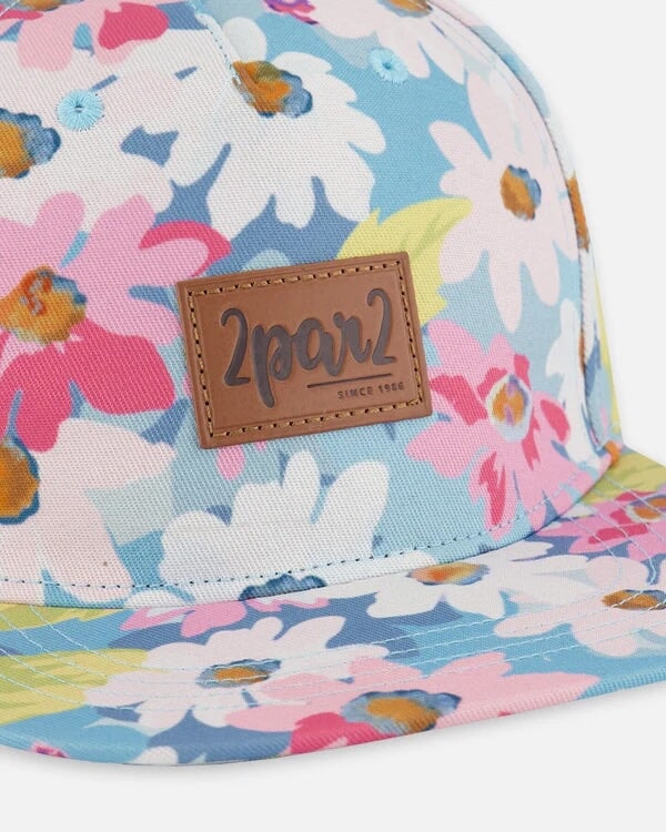 casquette floral blanc rose vert Deux par Deux accessoire