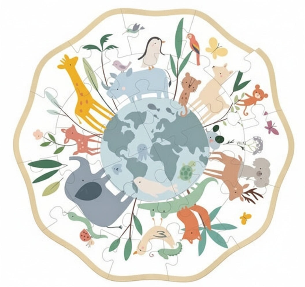 Casse-tête Le monde (Rond) en bois