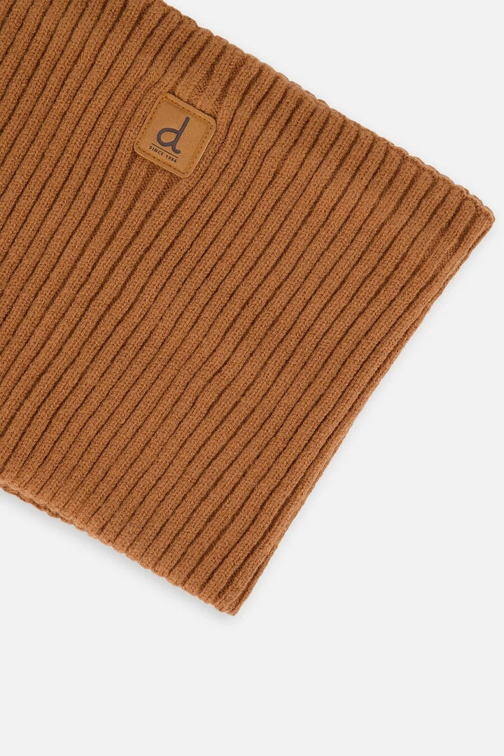 Cache-cou mi-saison en tricot Brun cassonade Deux par Deux Mlle et Coco
