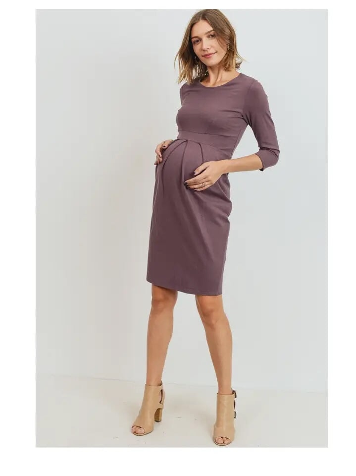 robe maternité manches 3/4 mauve Hello Miz vêtement maman