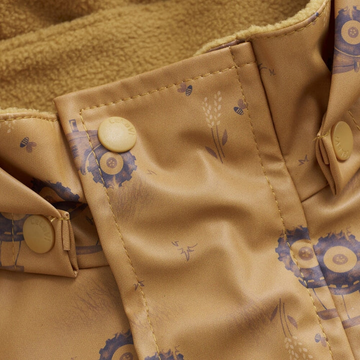 Ensemble mi-saison doublé imperméable Tracteurs fond caramel Celavi Mlle et Coco