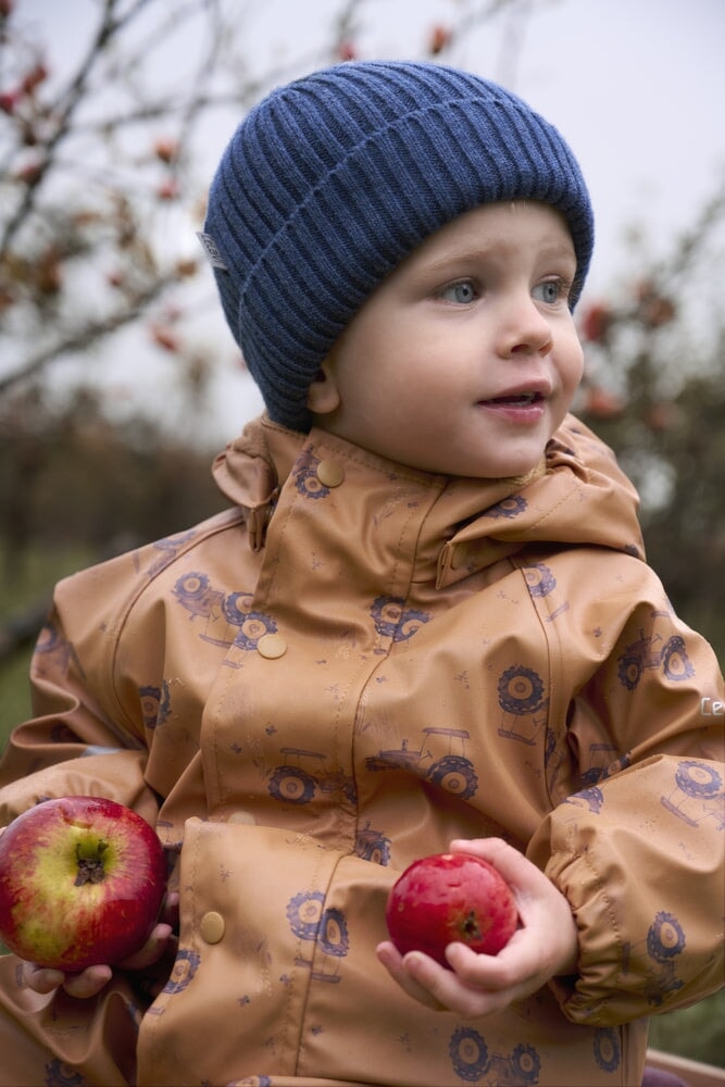 Ensemble mi-saison doublé imperméable Tracteurs fond caramel Celavi Mlle et Coco