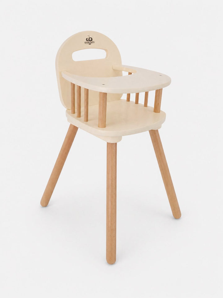 Chaise haute pour poupée - Bois naturel et blanc - Kinderfeets