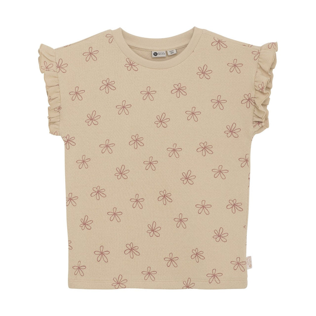 Chandail à manches courtes beige motif fleurs DailySeven Mlle et Coco