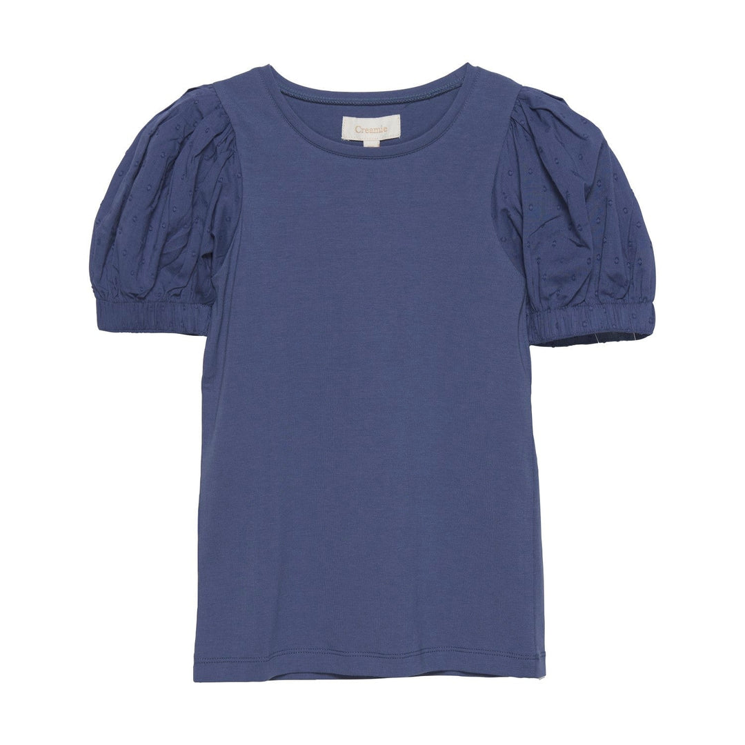 chandail manches courtes bleu épaulettes vêtement enfant Creamie