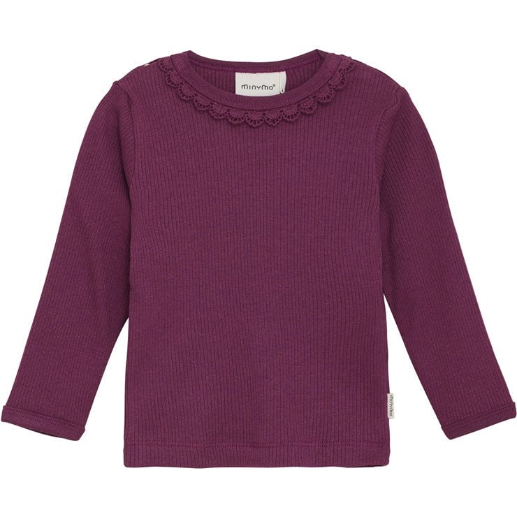 Chandail manches longues côtelé coulis framboise Minymo Mlle et Coco