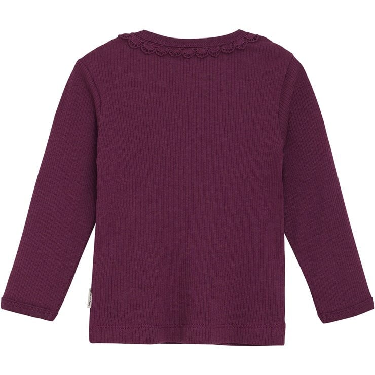 Chandail manches longues côtelé coulis framboise Minymo Mlle et Coco