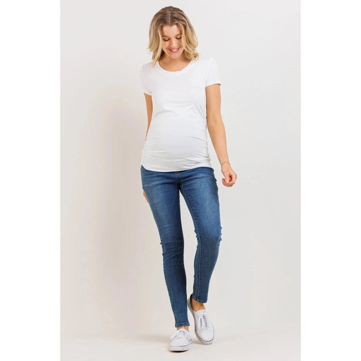 T-shirt de maternité à manches courtes côtés froncées - Blanc - Hello Miz Maternité Hello Miz 
