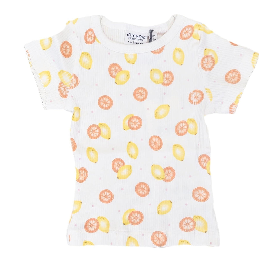 chandail Minymo citron pamplemousse manches courtes Mlle et Coco