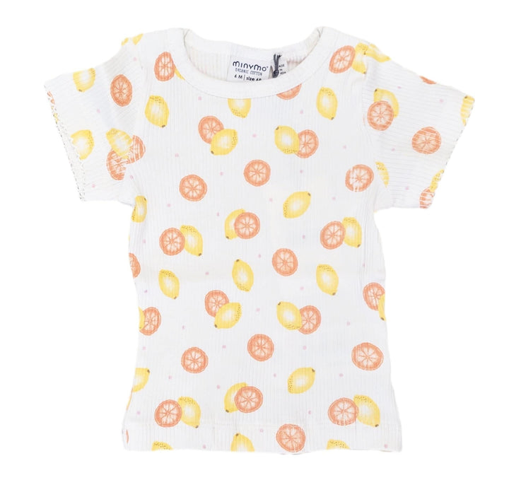 chandail Minymo citron pamplemousse manches courtes Mlle et Coco