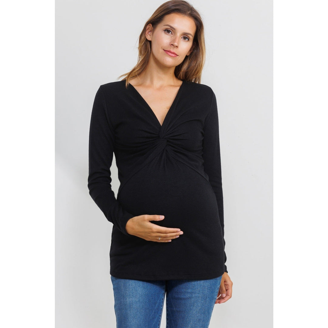 chandail allaitement maternité noir manches longues hello miz