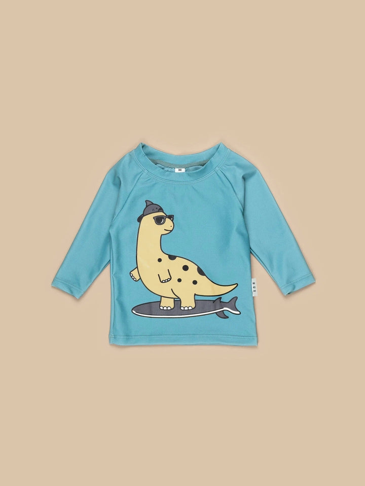 Rashguard, chandail de piscine de Hux imprimé dino qui surf