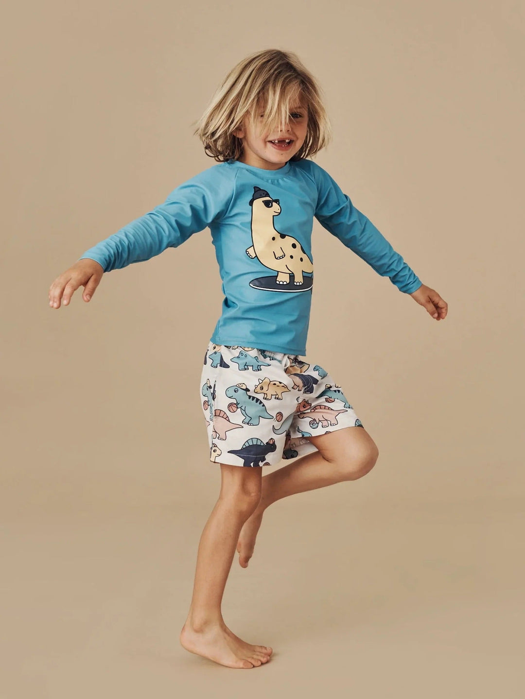 Rashguard, chandail de piscine de Hux imprimé dino qui surf