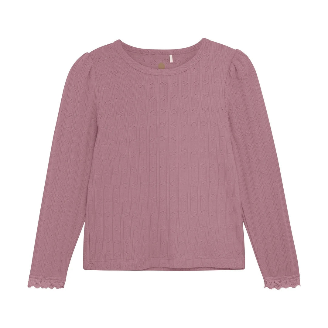 Chandail manches longues pointelle rose framboise En Fant Mlle et Coco