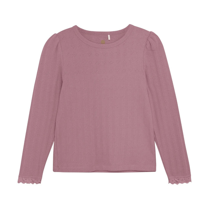 Chandail manches longues pointelle rose framboise En Fant Mlle et Coco