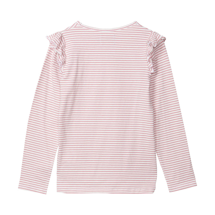 chandail manches longues frisons épaule rayé rose blanc Creamie