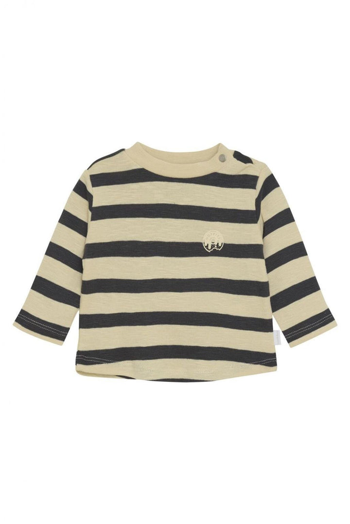 Chandail manche longue rayé Safa beige et charcoal Noppies Mlle et Coco