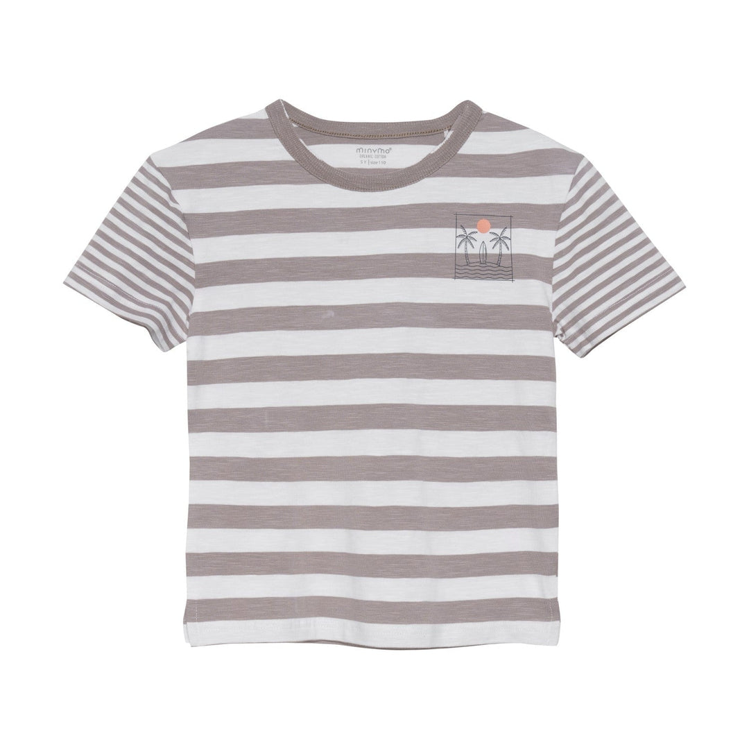 t-shirt manches courte rayé taupe crème Minymo vêtement enfant