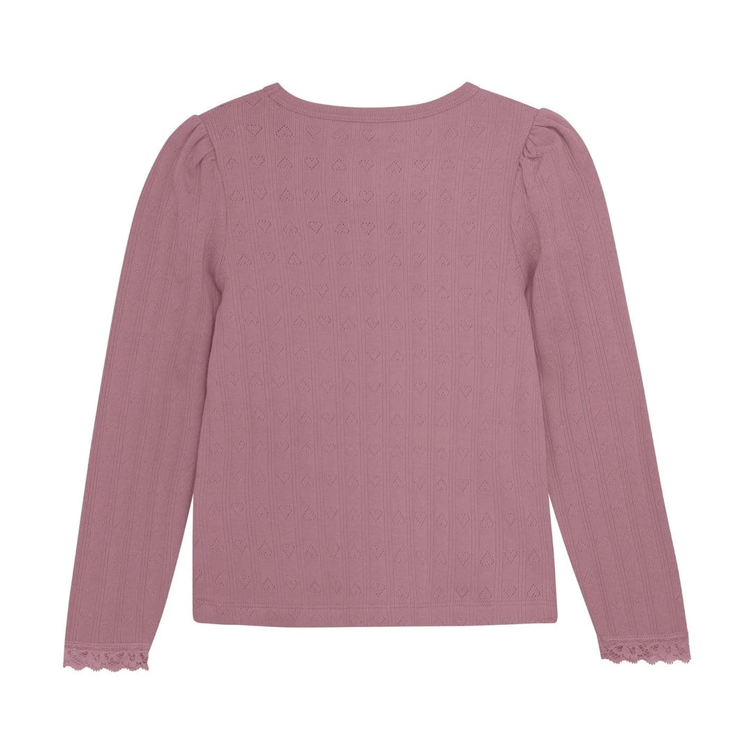 Chandail manches longues pointelle rose framboise En Fant Mlle et Coco