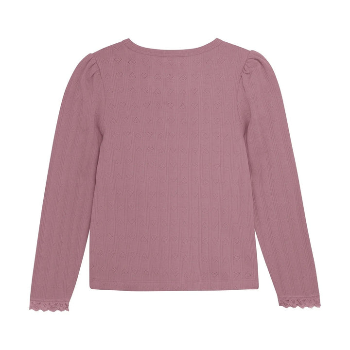 Chandail manches longues pointelle rose framboise En Fant Mlle et Coco