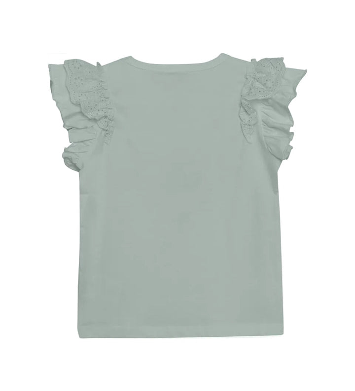 Chandail manches courtes volants vert sauge En Fant Mlle et Coco