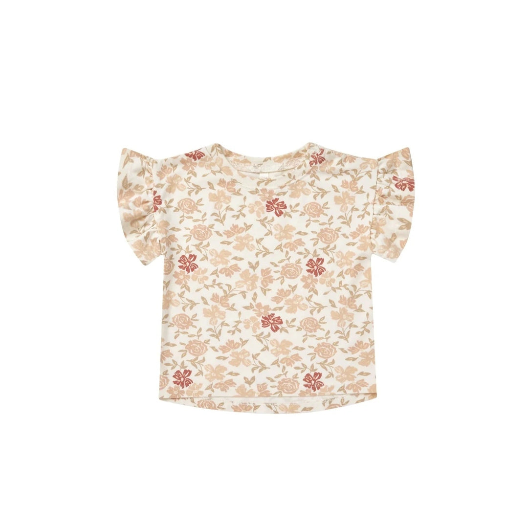 chandail manches courtes volants floral Rylee Cru Mlle Coco