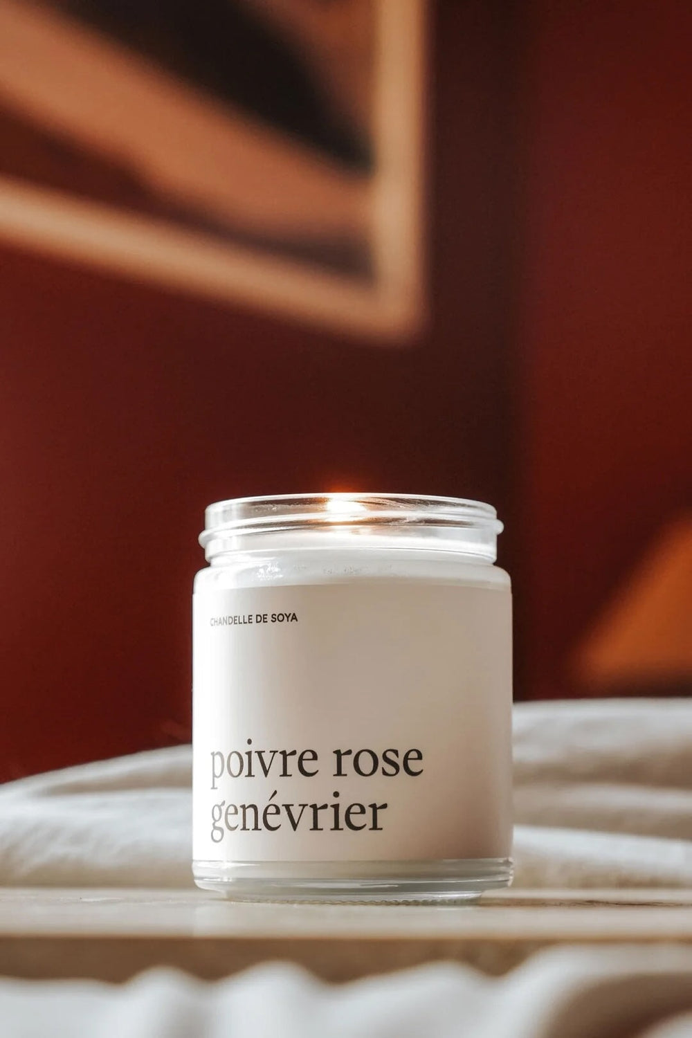 Chandelle de soya Poivre rose genévrier  Marée chandelles