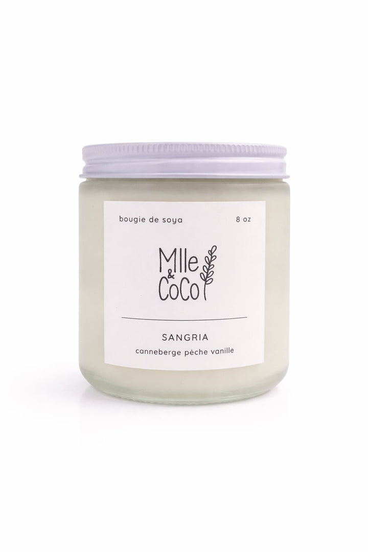 chandelle soya sangria canneberge pêche vanille Mlle et Coco