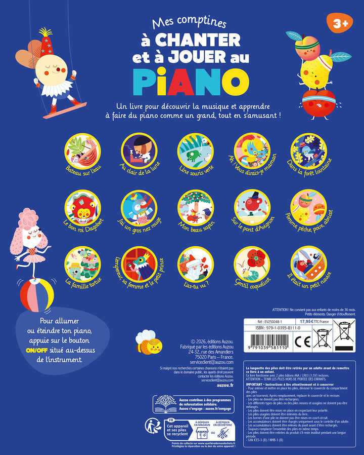 Livre musical Mes comptines à chanter et à jouer au piano Auzou