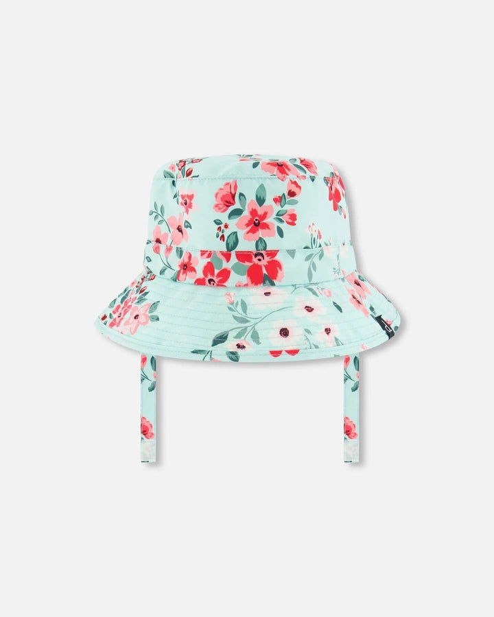 chapeau plage bley clair imprimé de fleur Deux par deux