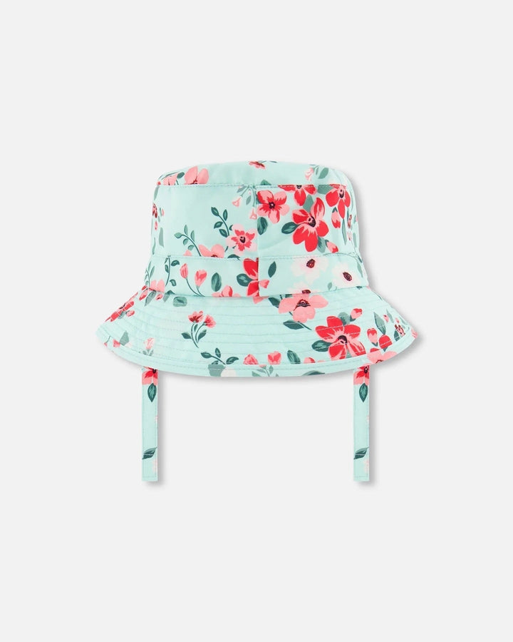 chapeau plage bley clair imprimé de fleur Deux par deux