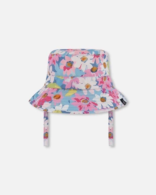 chapeau plage floral rose blanc vert Deux par Deux accessoire