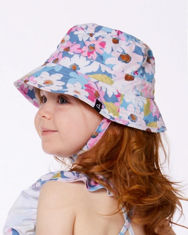 chapeau plage floral rose blanc vert Deux par Deux accessoire