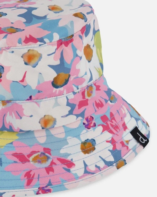 chapeau plage floral rose blanc vert Deux par Deux accessoire