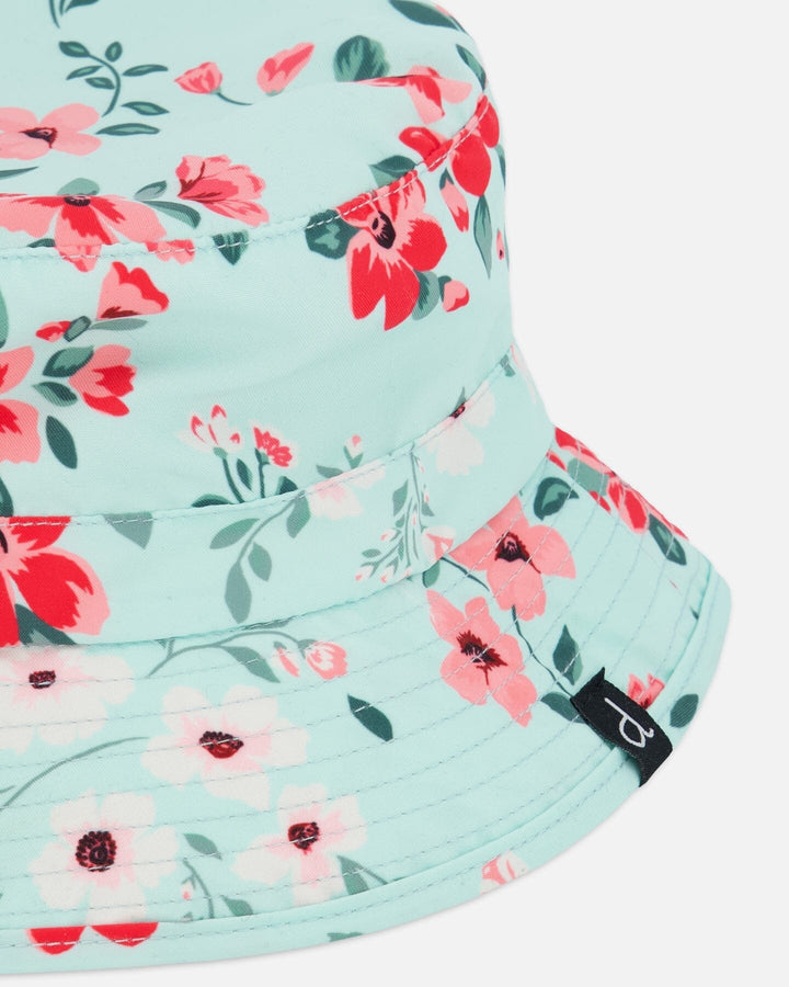 chapeau plage bley clair imprimé de fleur Deux par deux