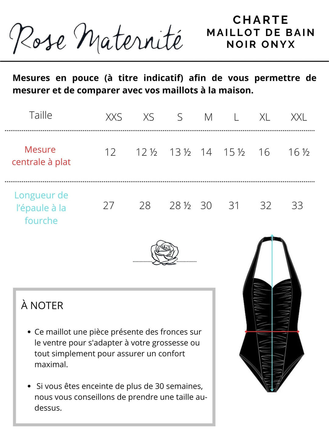 maillot de bain noir Rose maternité maman femme compagnie québécoise