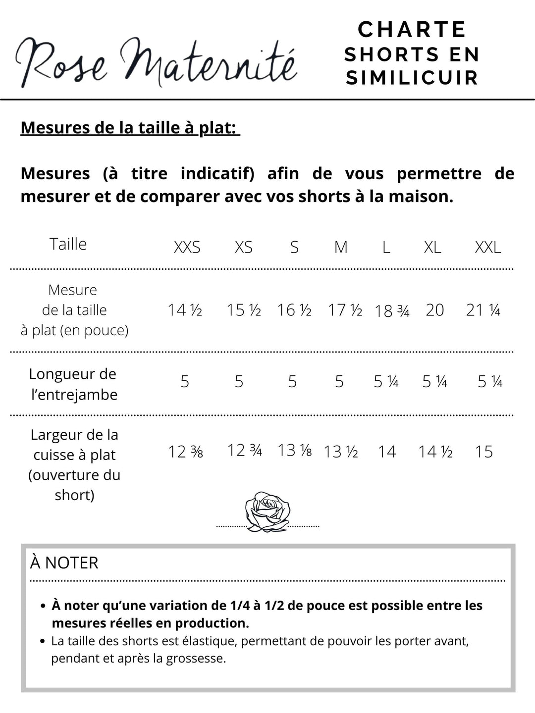short noir similicuir taille élastique Rose maternité compagnie québécoise fête