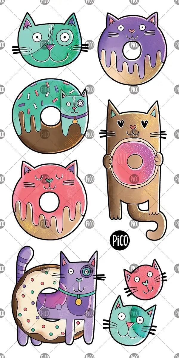 Tatouages temporaires Les chats-beignes Pico Tatouage Mlle et Coco
