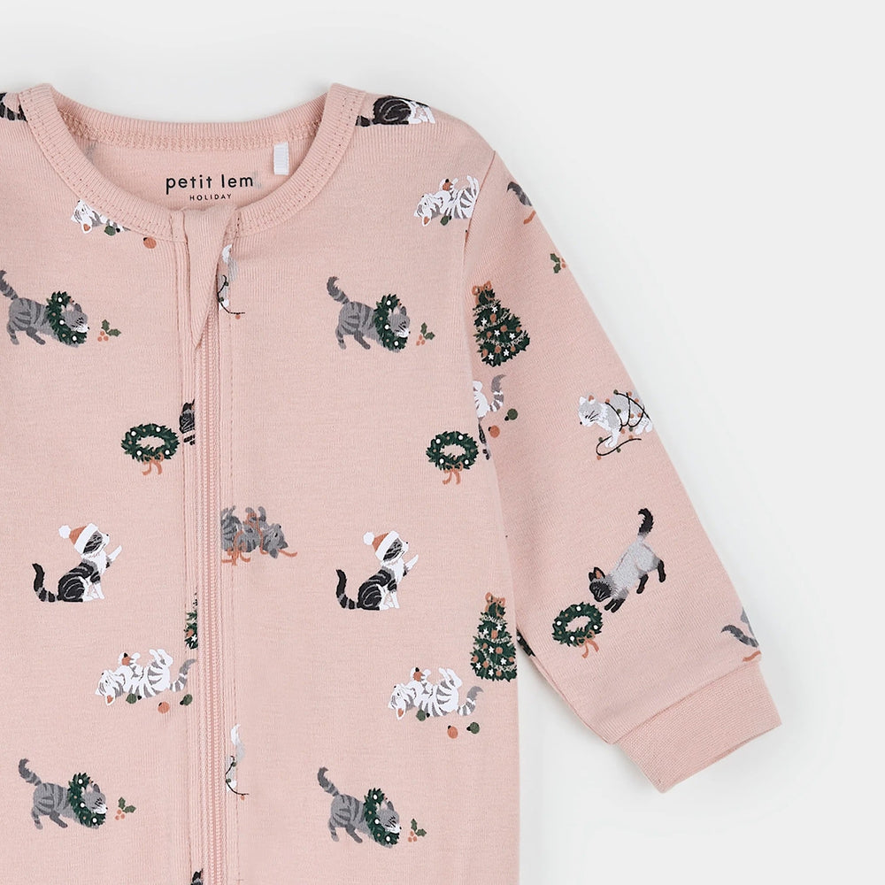 Pyjama Rose chat de Noël Petit Lem Mlle et Coco