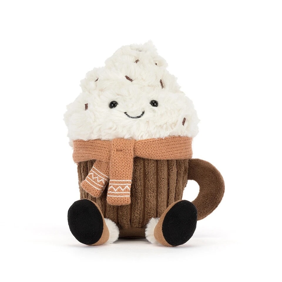 Peluche chocolat chaud Scarffles amuseable Noël Jellycat Mlle et Coco