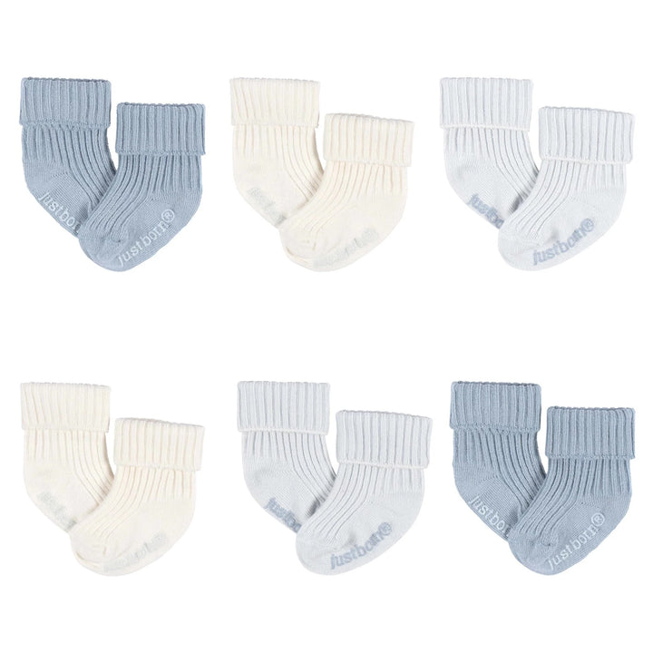 Lot de 6 paires de chaussettes pour bébé bleu Just Born Mlle et Coco