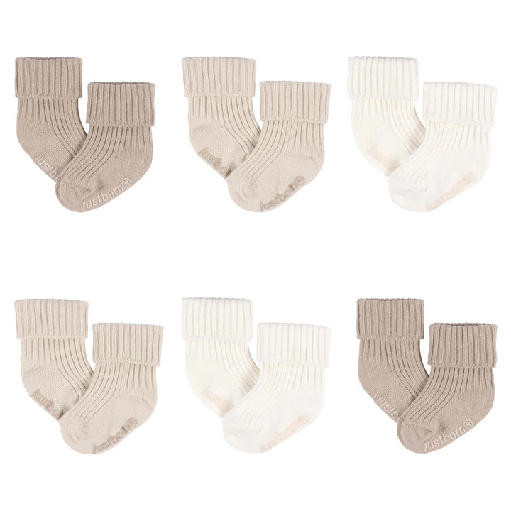Lot de 6 paires de chaussettes pour bébés tan Just Born Mlle et Coco