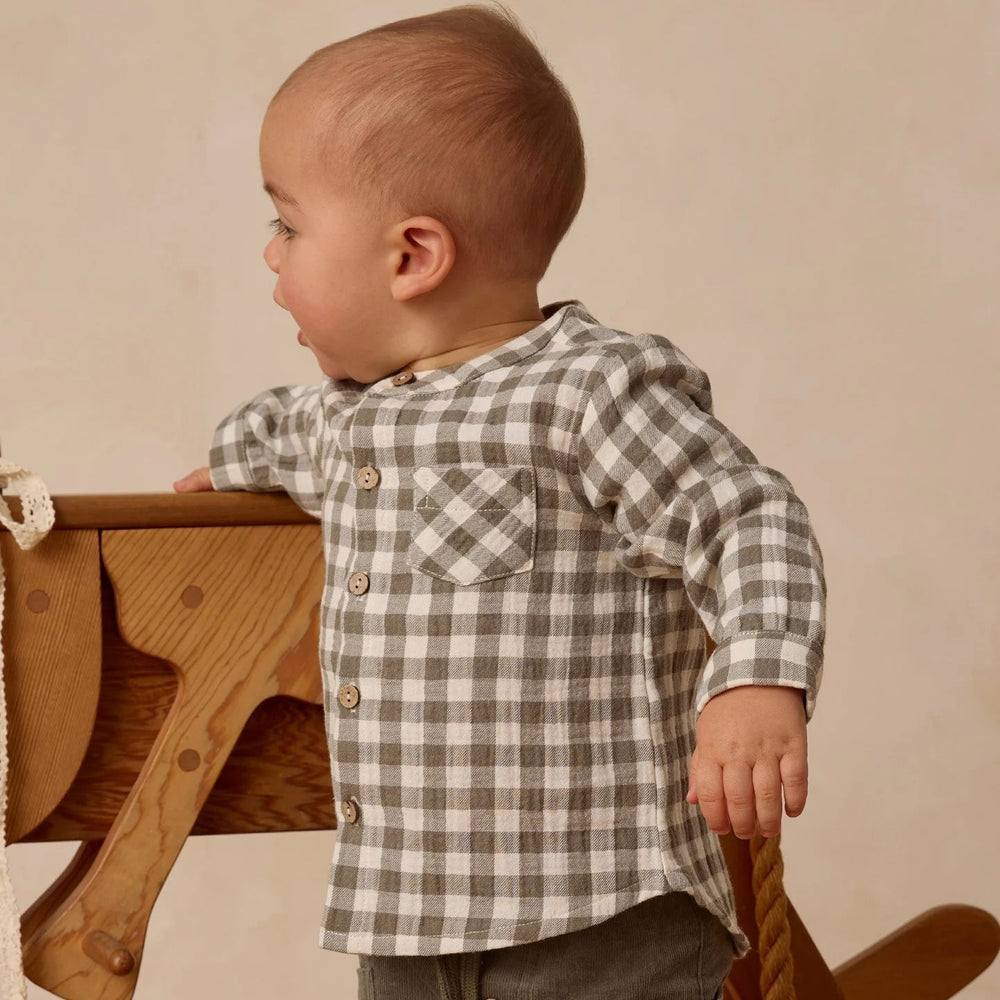 Chemise Carreaux sauge et crème Quincy Mae Mlle et Coco