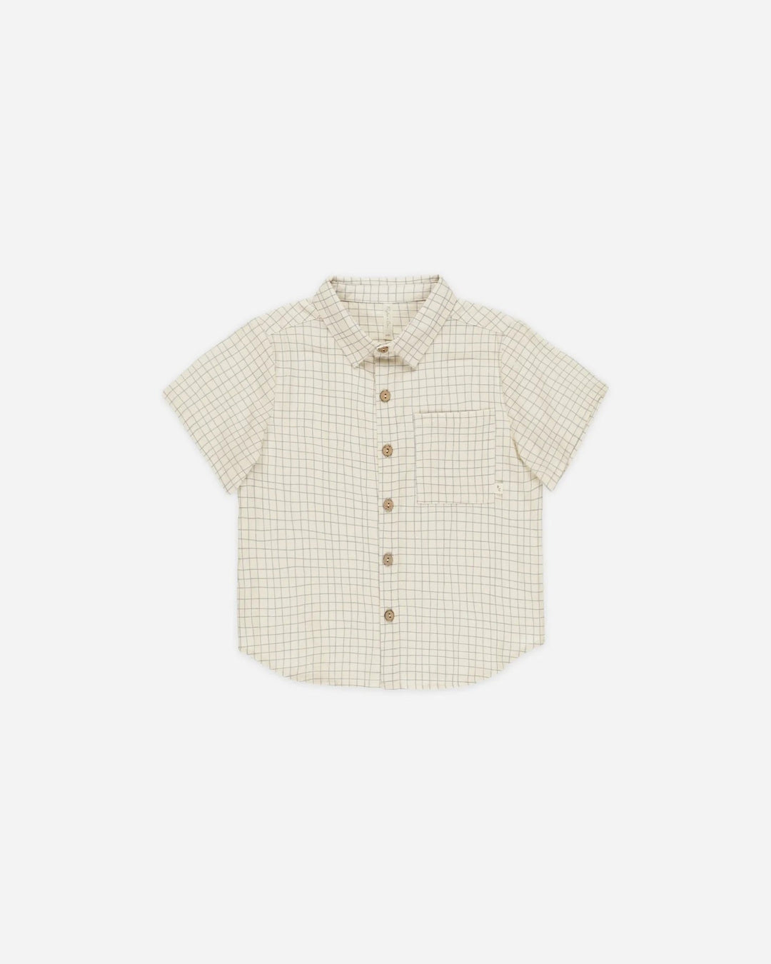 Chemise manches courtes ivoire carreaux bleu Rylee + Cru Mlle et Coco